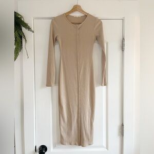 Et Clet Snap Button Front Ribbed Midi Dress - S